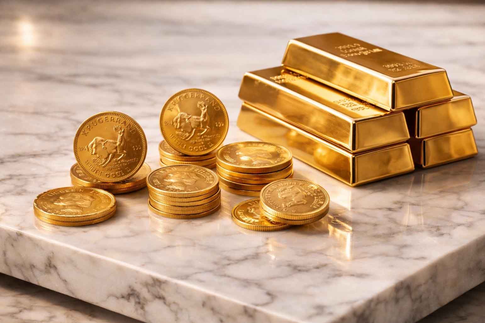 Rachat d'or d'investissement : lingots d'or et pièces d'or (Napoléon, Krugerrand)