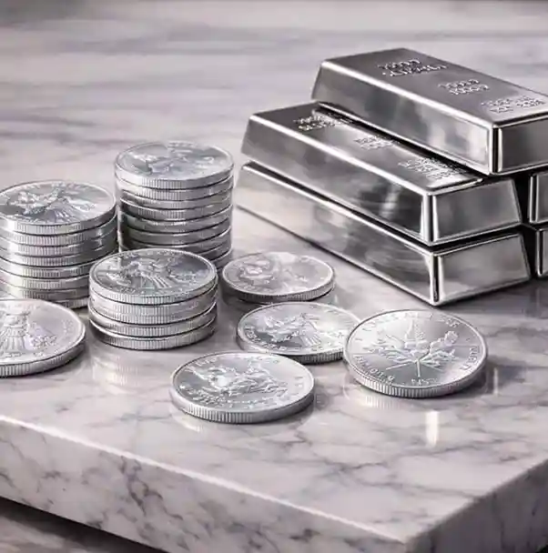 Rachat d'argent d'investissement Achat de Platine lingots d'argent et pièces d'argent